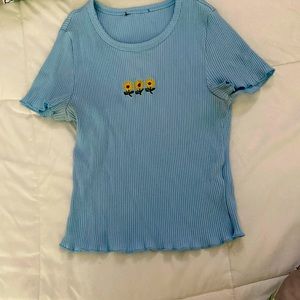 Womens Shein Sunflower Blue Crop Top